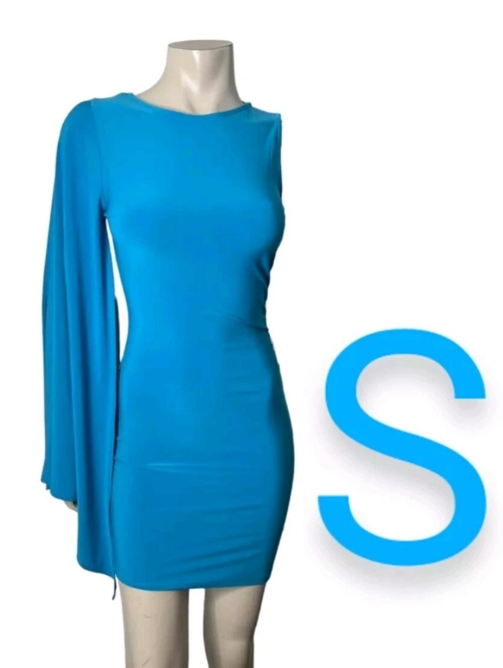 🆕Beautiful Classy Sapphire Blue One Arm Mini Dress~Size S